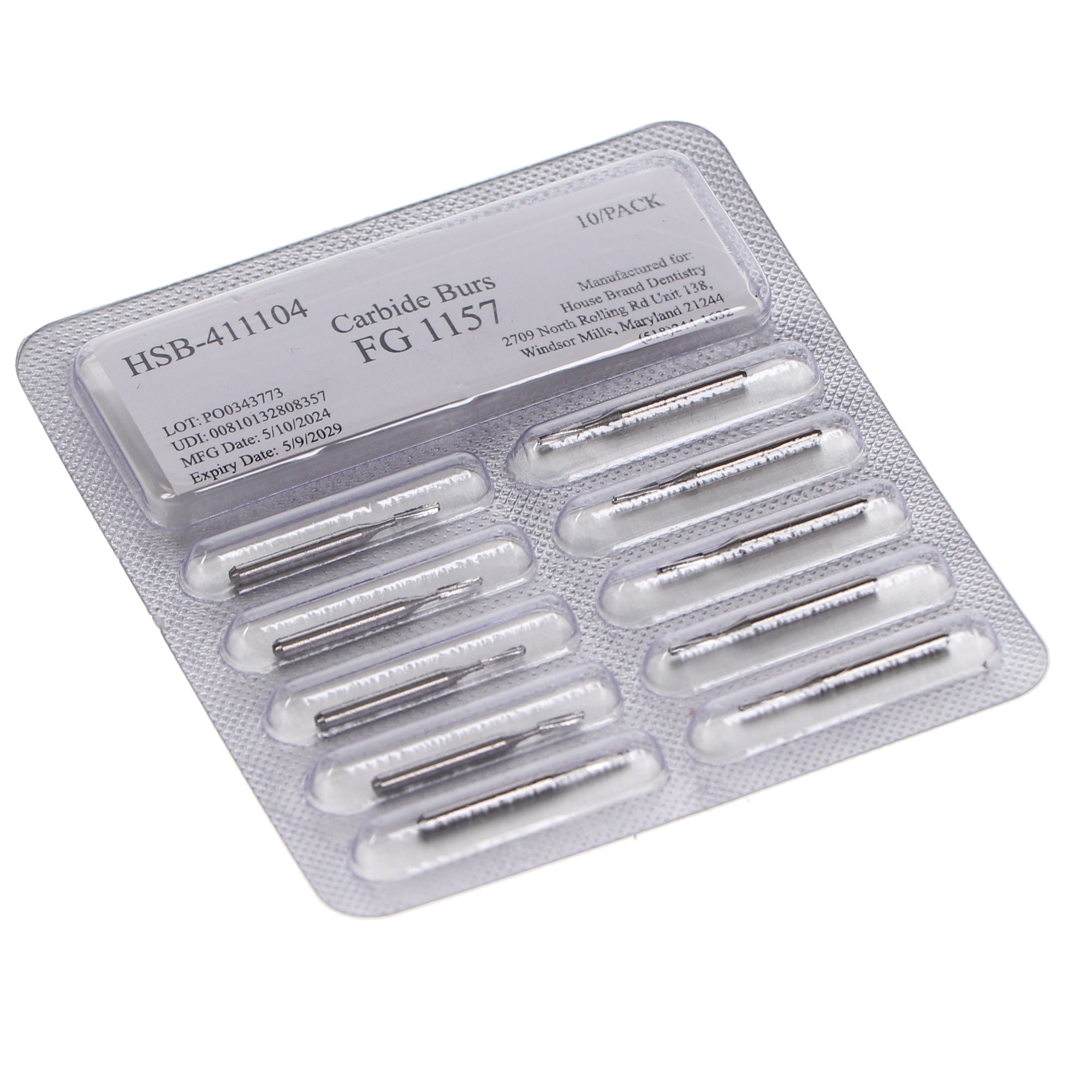 House Brand Dentistry 411104 HSB FG #1157 Straight Dome Plain Carbide Burs 10/Pk House Brand Dentistry 411104 HSB FG #1157 Straight Dome Plain Carbide Burs 10/Pk